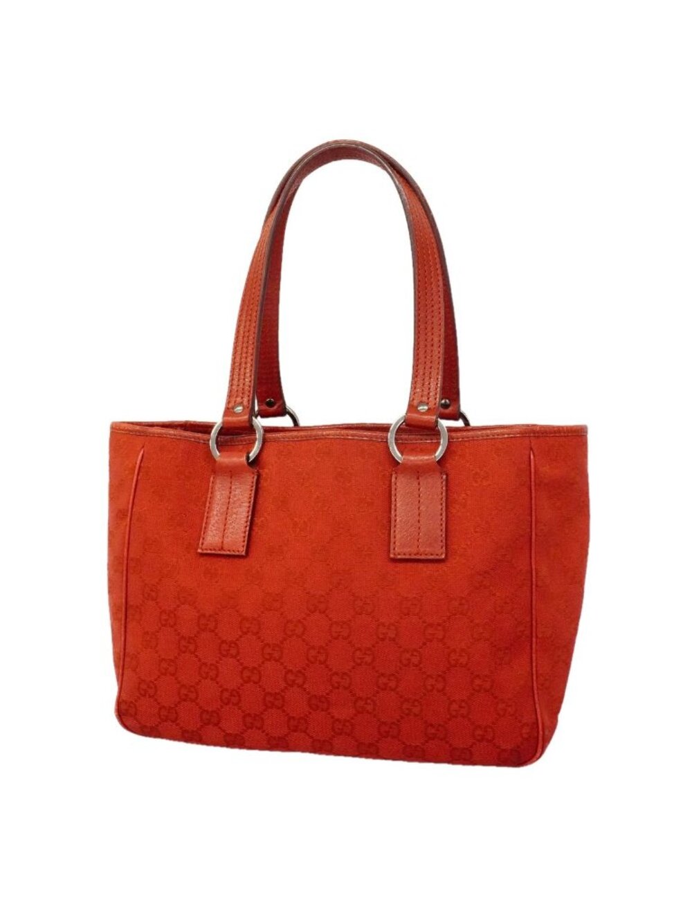 Gucci Tote Bag GG Canvas Red Silver